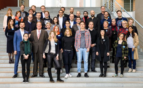 Gruppenfoto mit Mitgliedern der Jury bei der Jurysitzung des Deutschen Computerspielpreises 2019 am 1.März 2019